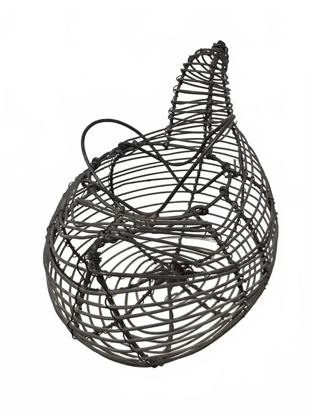 Vintage Wire Chicken Egg Basket Rustic Farmhouse Hen Basket